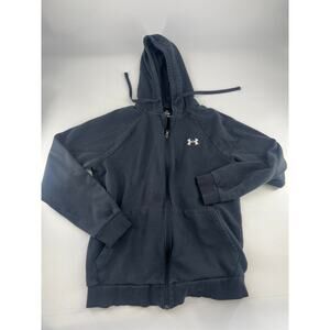 Under Armour Sweatshirt Mens Small Black Zip Up Sports Active Hooded Long Sleeve